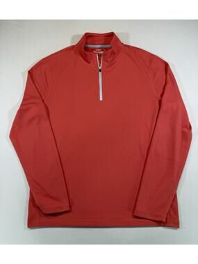 J Crew Performance 1/4 Zip Pullover Mens Medium Coral Golf Athletic Shirt